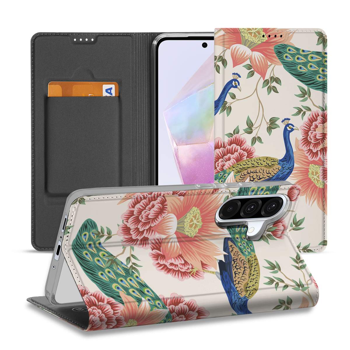 Samsung Galaxy A56 | A36 hoesje maken Pink Peacock voorkant achterkant