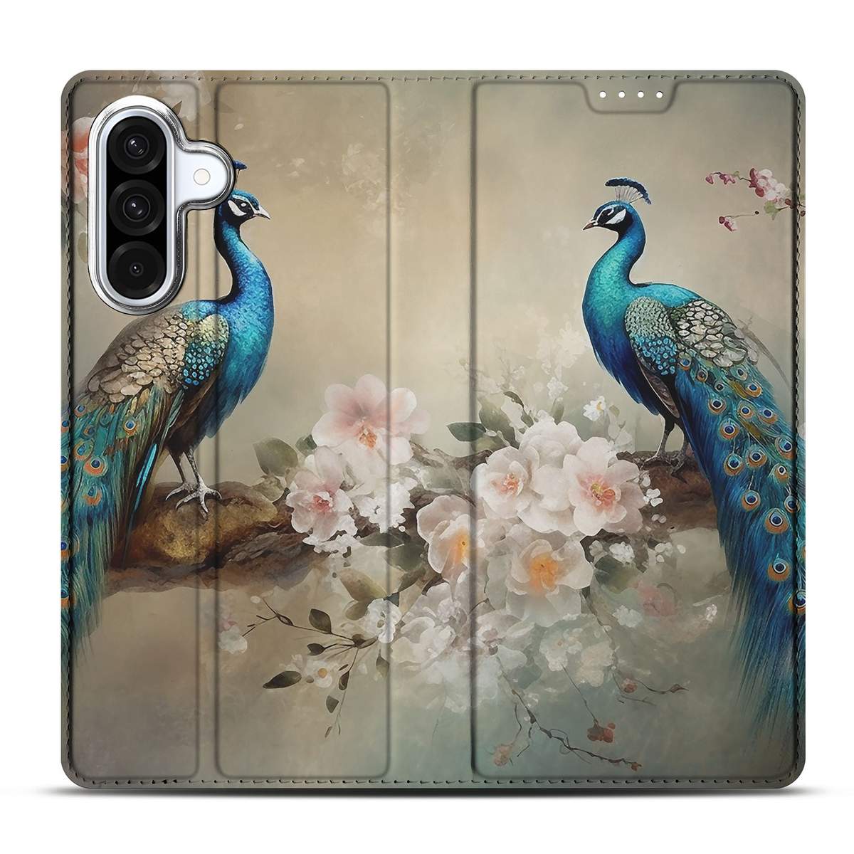Samsung Galaxy A56 A36 hoesje maken Vintage Pauwen aanzicht