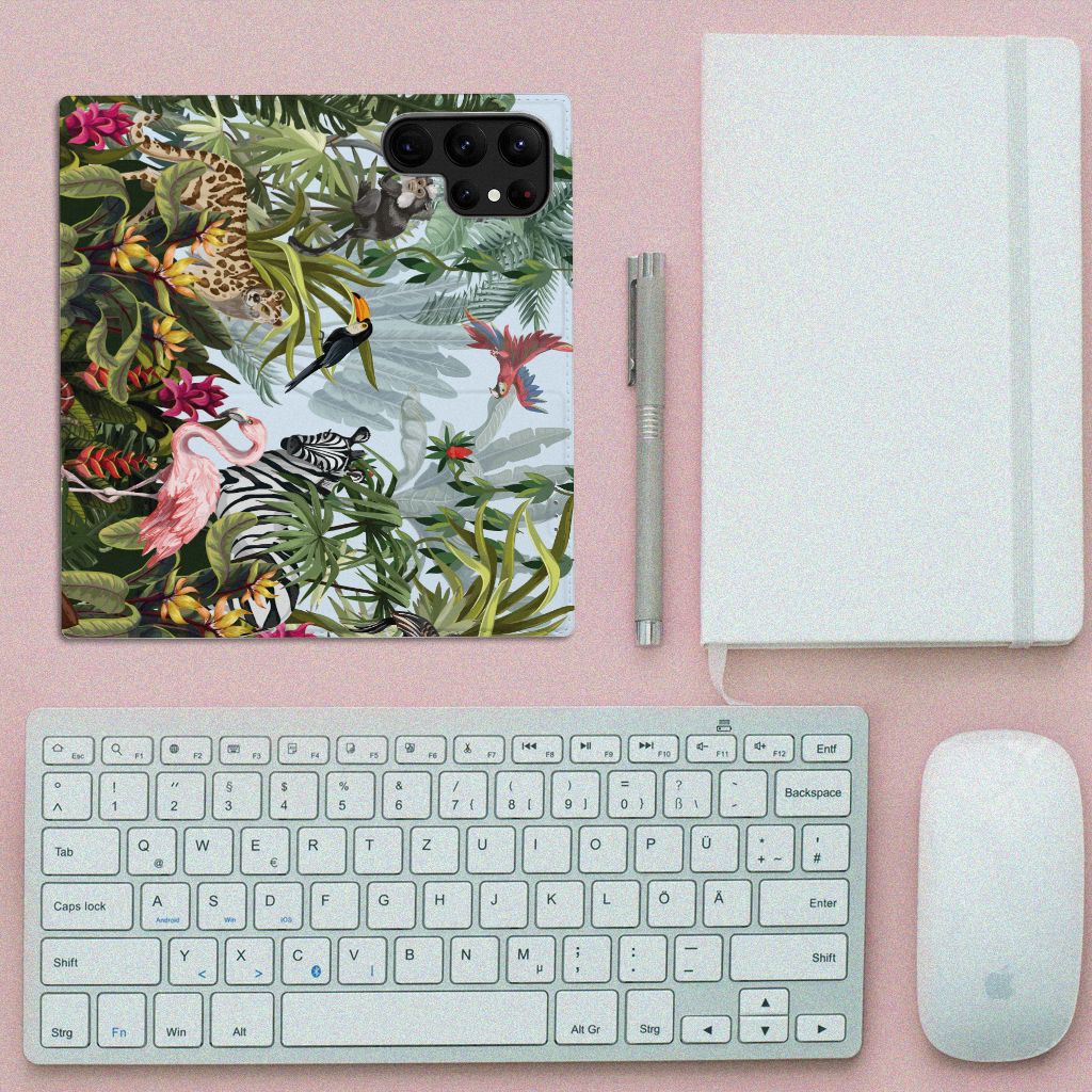 Samsung Galaxy S23 Ultra Hoesje maken Jungle dieren tropisch aanzicht