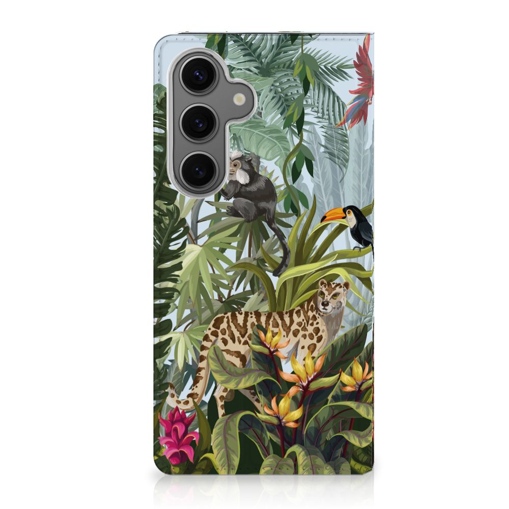 Samsung Galaxy S24FE Hoesje maken Jungle dieren planten voorkant