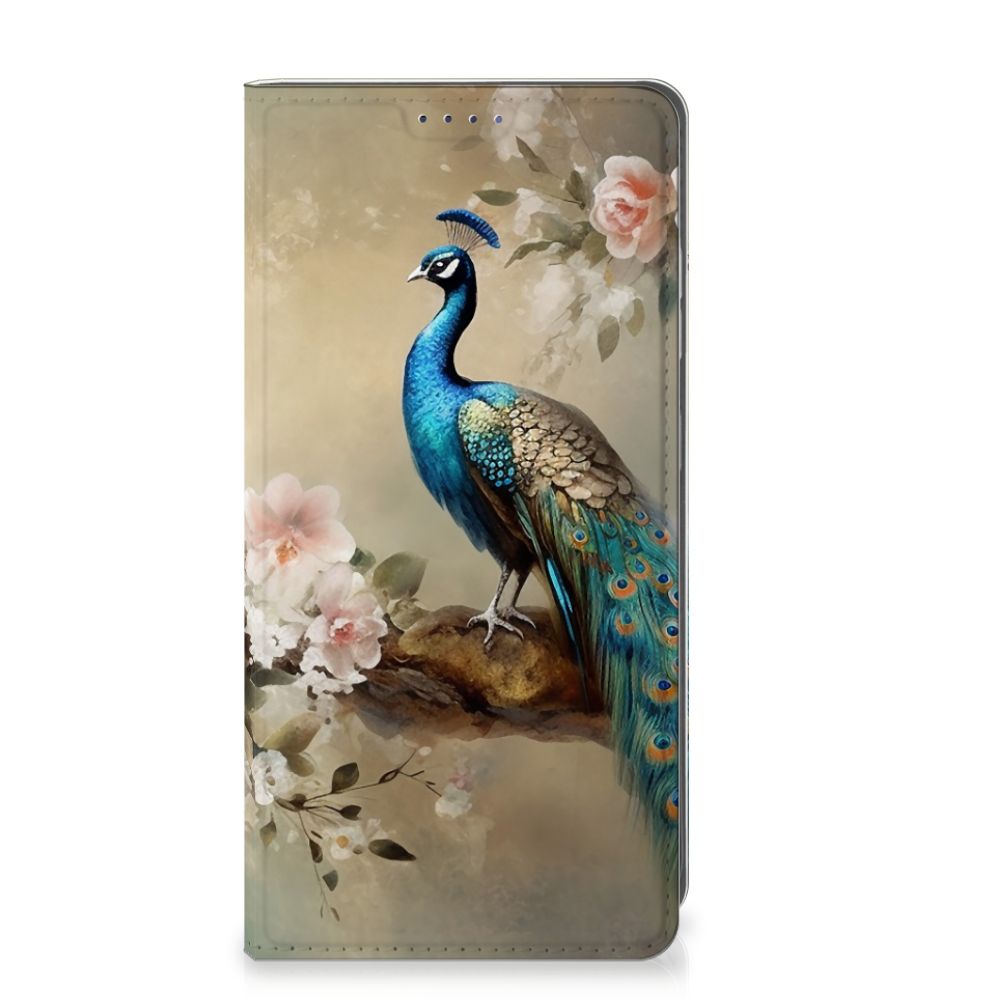 Samsung Galaxy S25 hoesje maken voor Samsung Galaxy S25 Vintage Pauwen voorkant