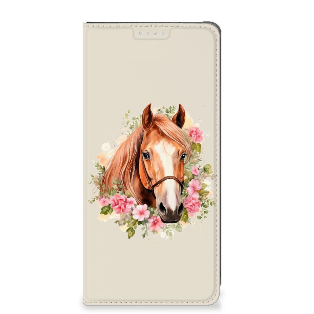 Xiaomi 12T 12T Pro Hoesje maken voor Xiaomi 12T | 12T Pro Paard design paardenhoofd bloemen aanzicht