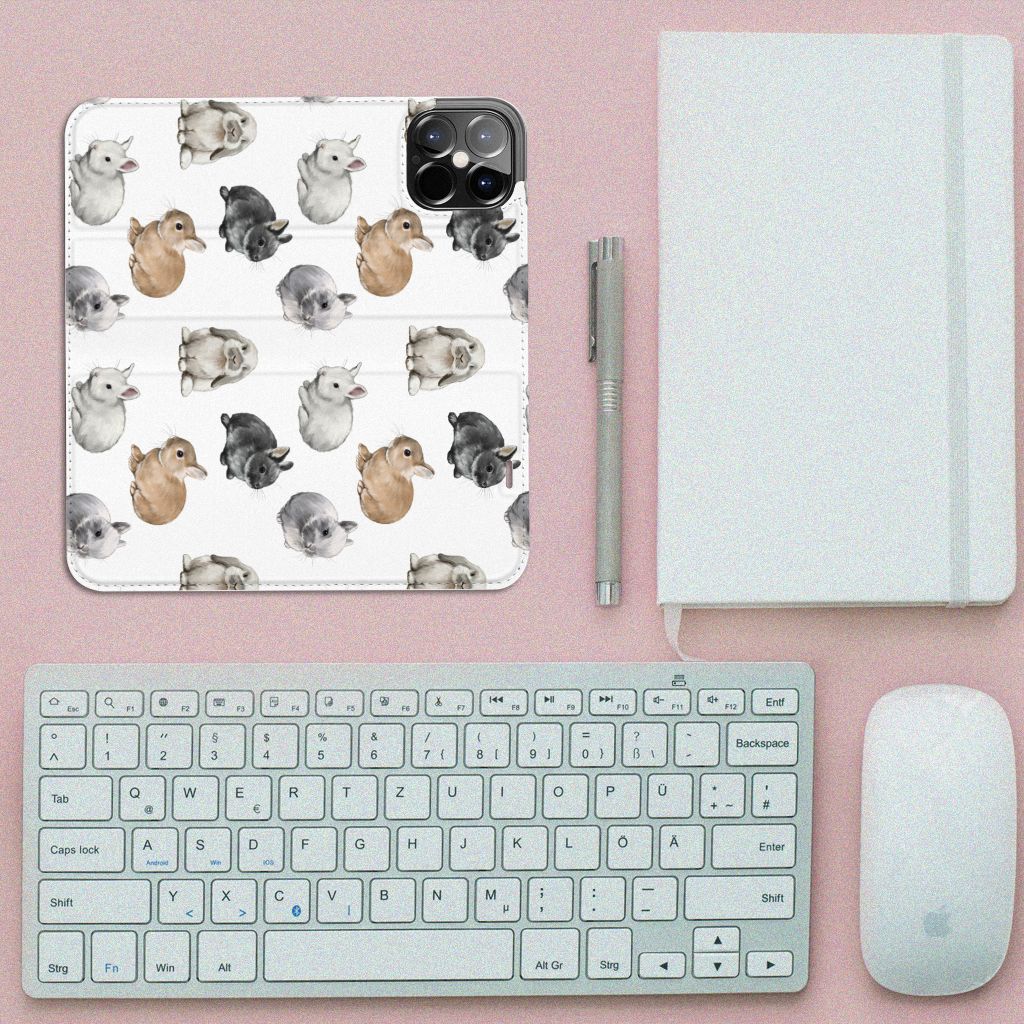 Hoesje maken voor iPhone 12 Pro Max Konijntjes design konijntjes bovenaanzicht