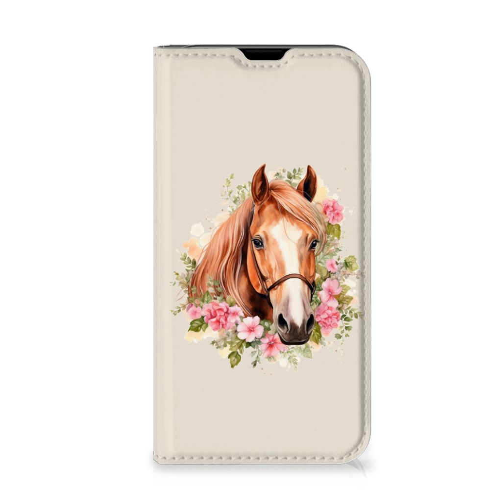 Hoesje maken voor iPhone 13 Mini Paard met bloemen, een perfecte mix van stijl en dierenliefde đ´.