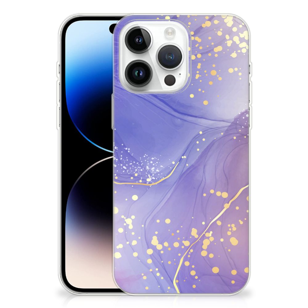 Hoesje maken voor iPhone 14 Pro Max Watercolor Paars met een prachtig paars en gouden designđ.