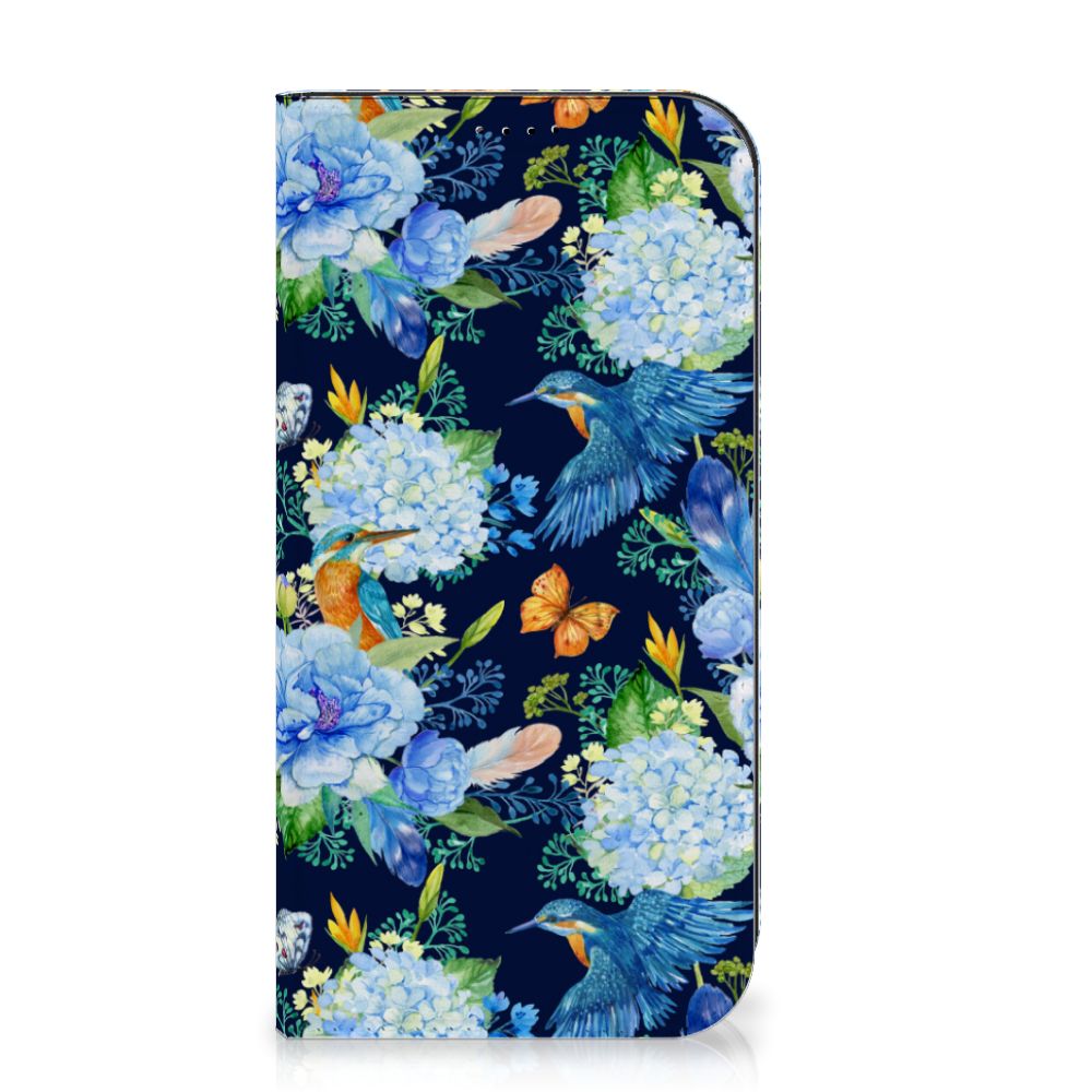 Hoesje maken voor iPhone 15 Pro Max IJsvogel design bloemen ijsvogel aanzicht