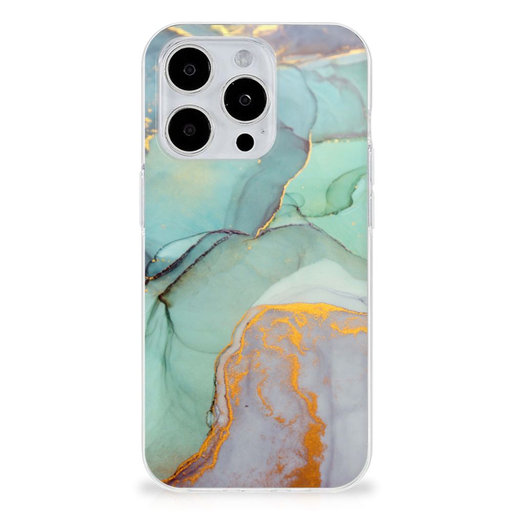 Hoesje maken voor iPhone 15 Pro Max Watercolor Mix met prachtige kleuren en marmerachtig ontwerp.