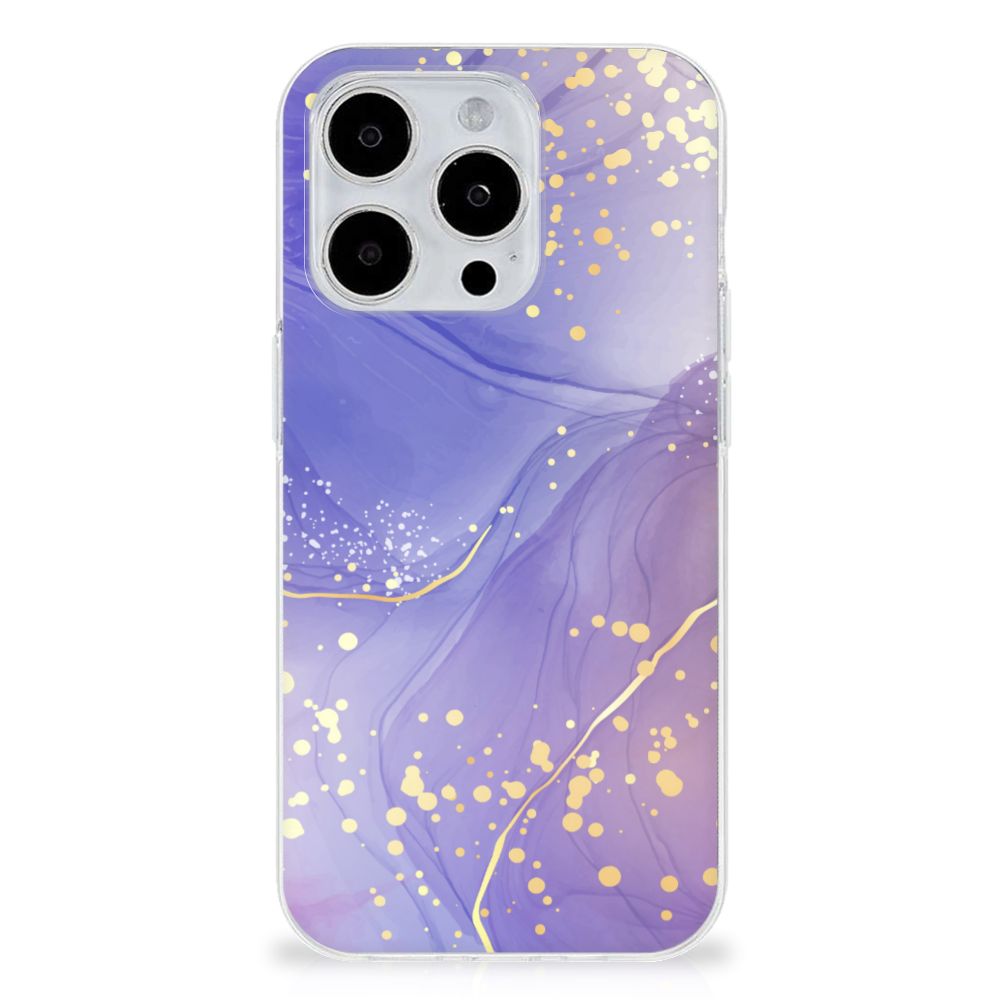 Hoesje maken voor iPhone 15 Pro Max Watercolor Paars met een prachtig paars en gouden design đ¨.