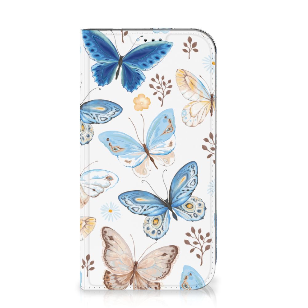 Hoesje maken voor iPhone 15 Vlinder met kleurrijke vlinders đĻ op een witte achtergrond.