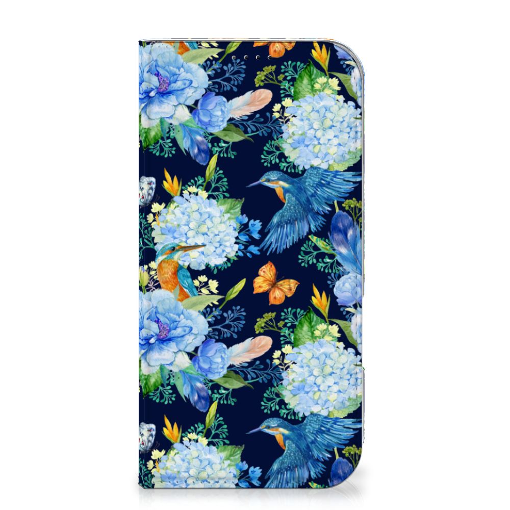 Hoesje maken voor iPhone 16 Pro Max IJsvogel design bloemen aanzicht
