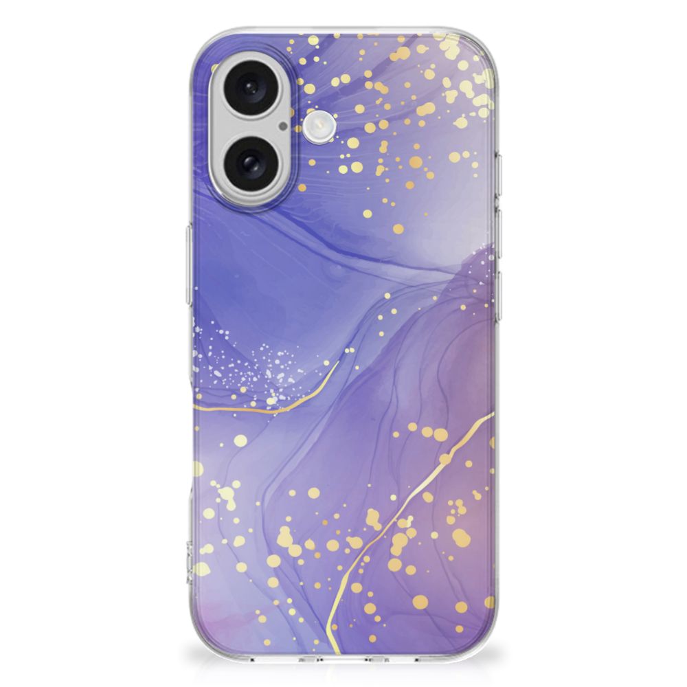 Hoesje maken voor iPhone 16 plus Watercolor Paars hoesje achterkant paars design