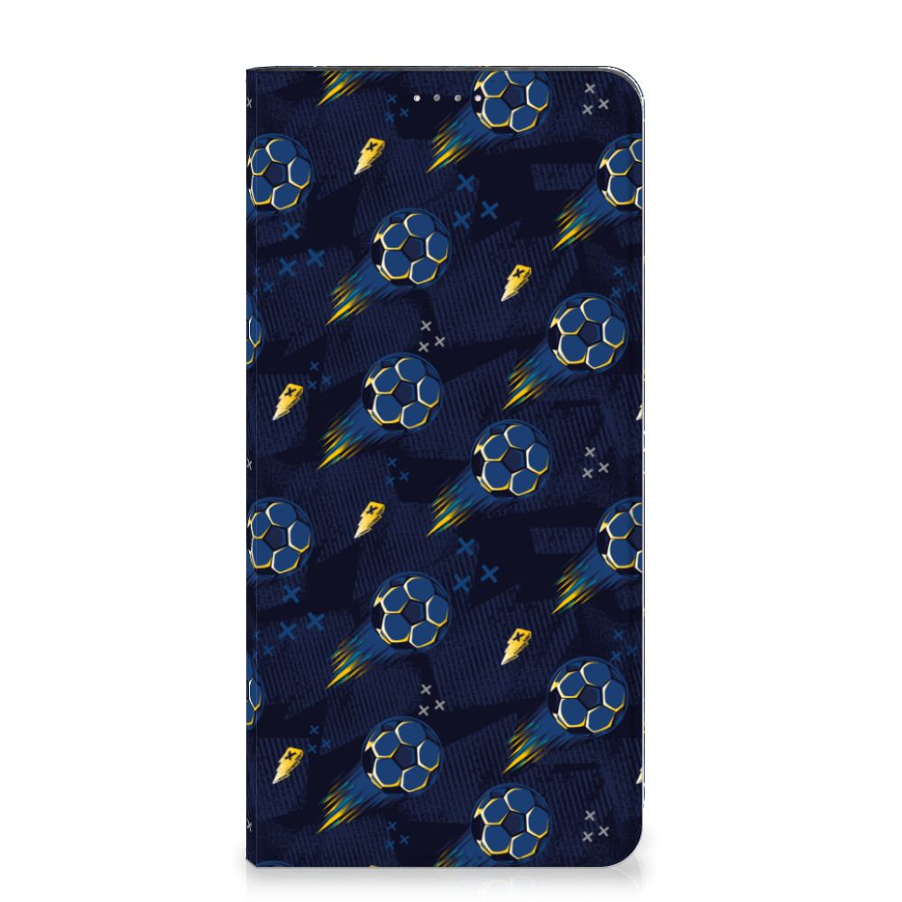 Hoesje met Magneet voor Samsung Galaxy A14 5G Voetbal met een dynamisch voetbalontwerp.