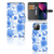 Hoesje voor Apple iPhone 13 Flowers Blue met prachtige blauwe bloemen en ruimte voor drie pasjes.