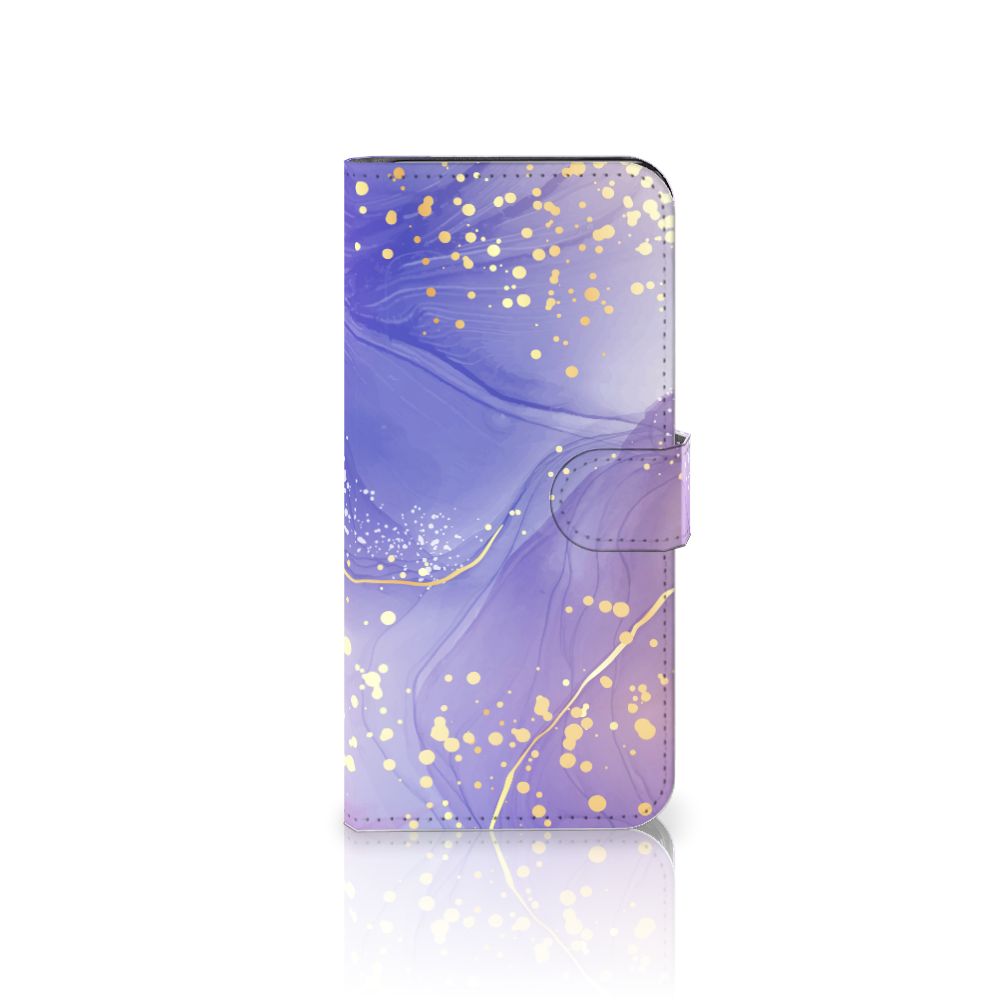 Hoesje voor Motorola Moto E13 4G Watercolor Paars met prachtig paars en gouden design, biedt bescherming en stijl.