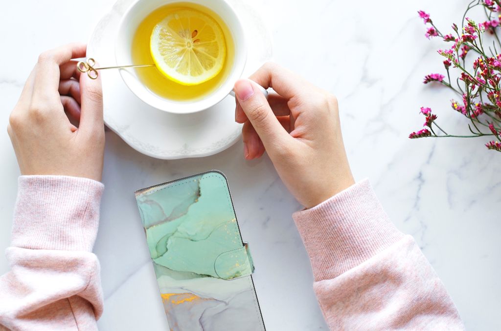 Hoesje voor OPPO A54 5G | A74 5G | A93 5G Watercolor Mix overhead aanzicht kleurrijk drink