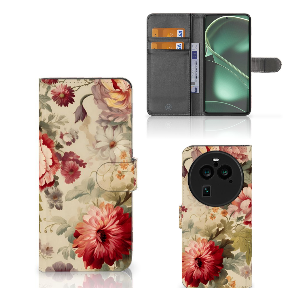 OPPO Find X6 Pro Hoesje voor OPPO Find X6 Pro Bloemen design bloemen aanzicht