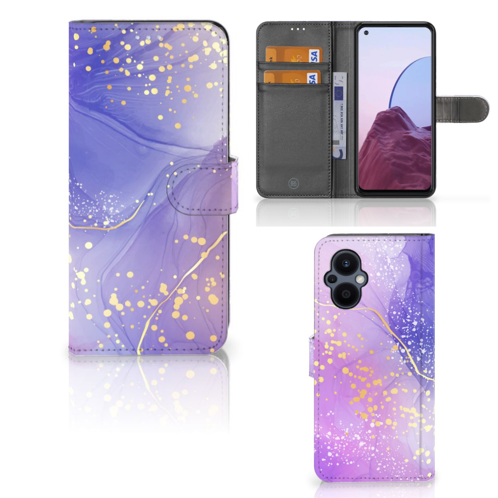 Hoesje voor OPPO Reno 8 Lite | OnePlus Nord N20 Watercolor Paars telefoonhoesje paars design front en binnenkant
