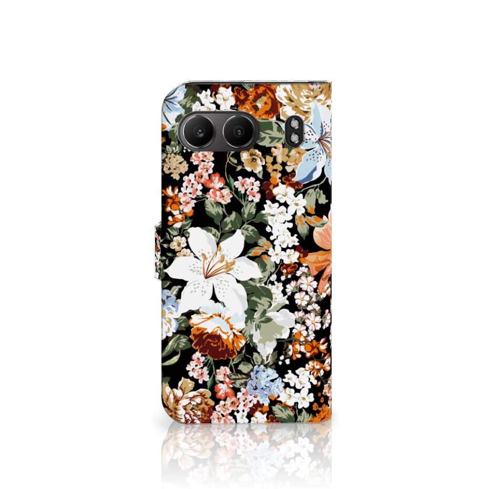 Hoesje voor OnePlus Nord 4 Dark Flowers bloemen design voorkant