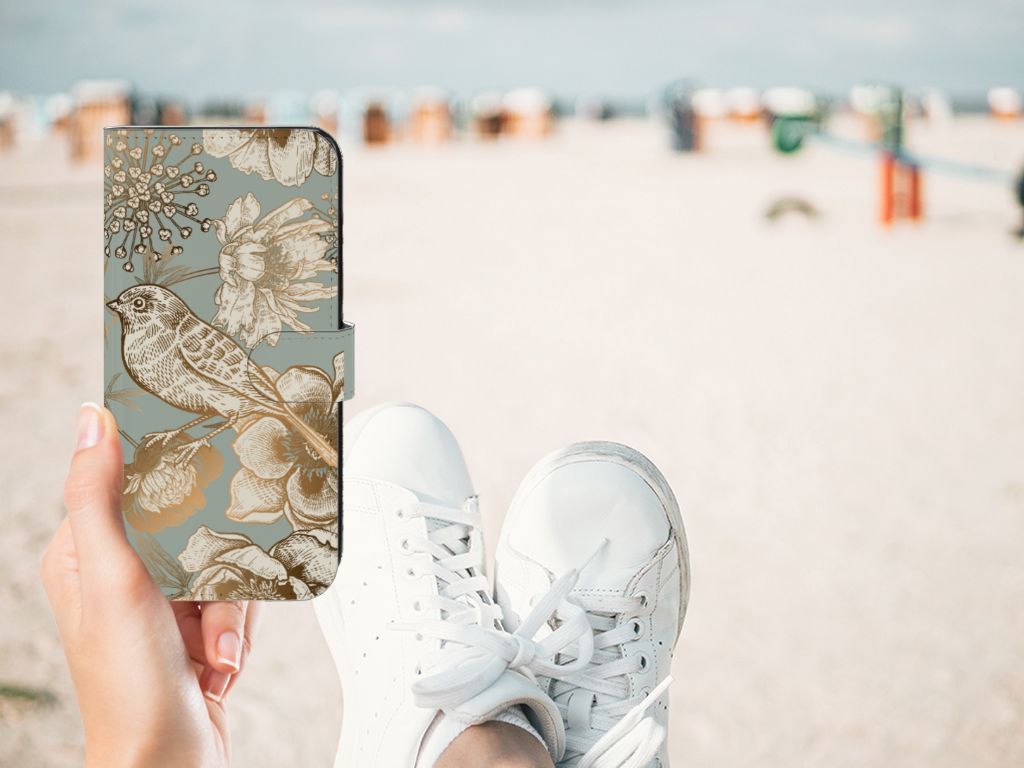 Hoesje voor OnePlus Nord CE 3 Vintage Bird Flowers in hand met strand op de achtergrond, ideaal als cadeau voor bescherming.