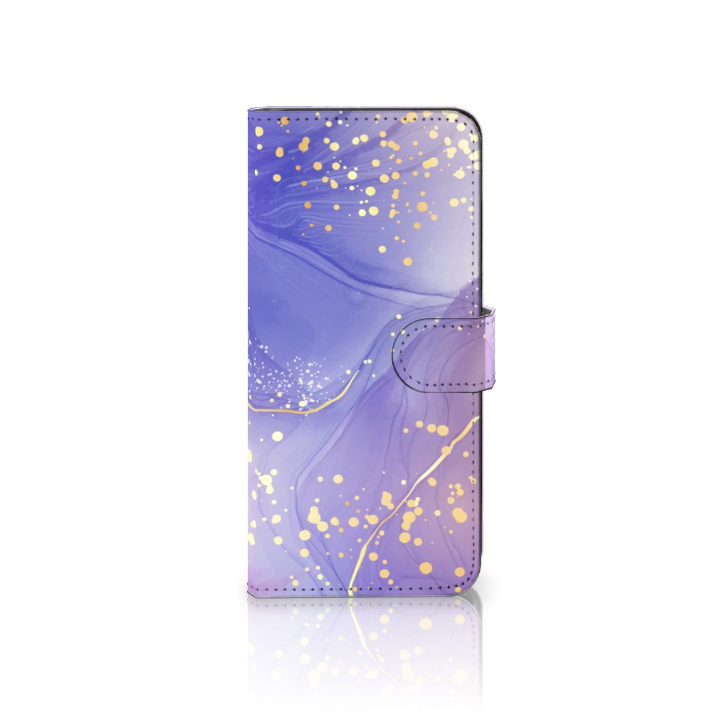 Hoesje voor Samsung Galaxy A14 4G Watercolor Paars met prachtig paarse watercolor design en gouden accenten.