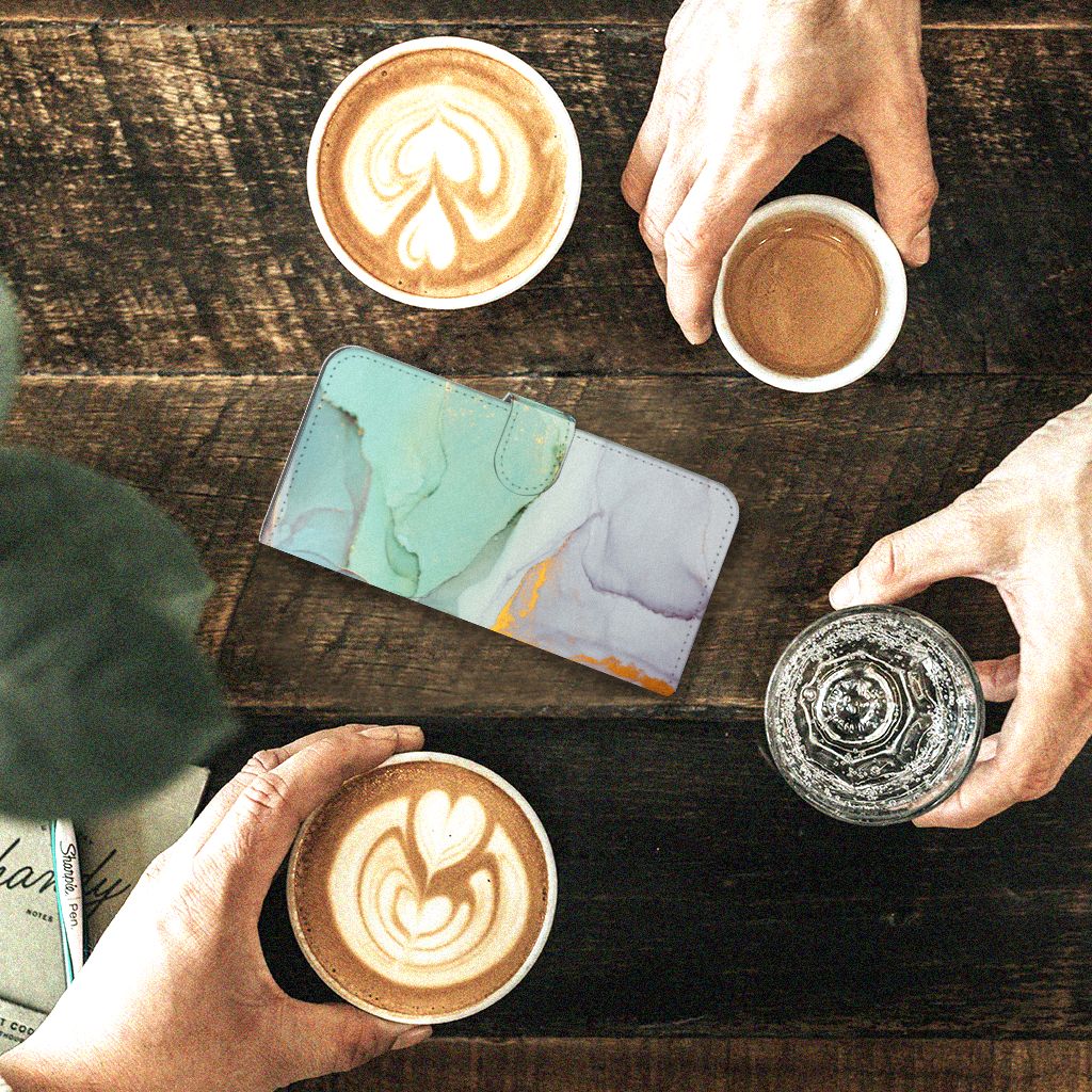 Samsung Galaxy A24 4G hoesje Watercolor Mix bovenaanzicht koffie