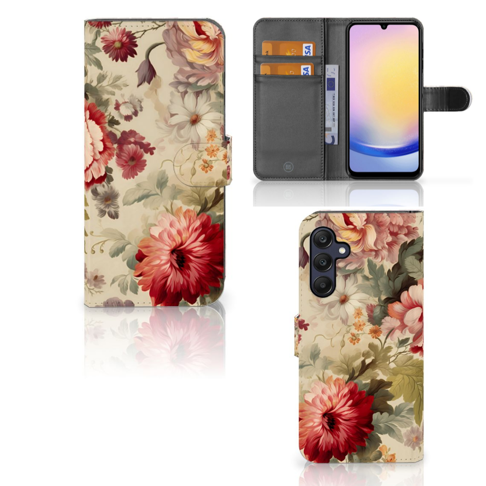 Samsung Galaxy A25 Hoesje voor Samsung Galaxy A25 Bloemen bloemen design voorzijde en binnenkant