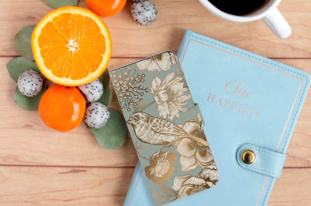 Hoesje voor Samsung Galaxy A35 Vintage Bird Flowers met bloemen en vogels, perfect als cadeau đ voor stijl en bescherming.