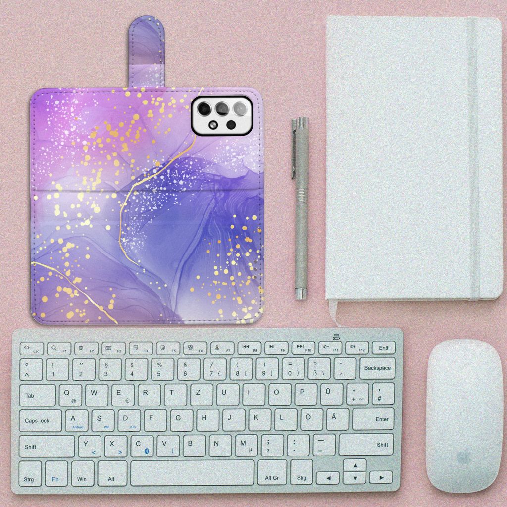 Samsung Galaxy A73 5G hoesje Watercolor Paars vooraanzicht