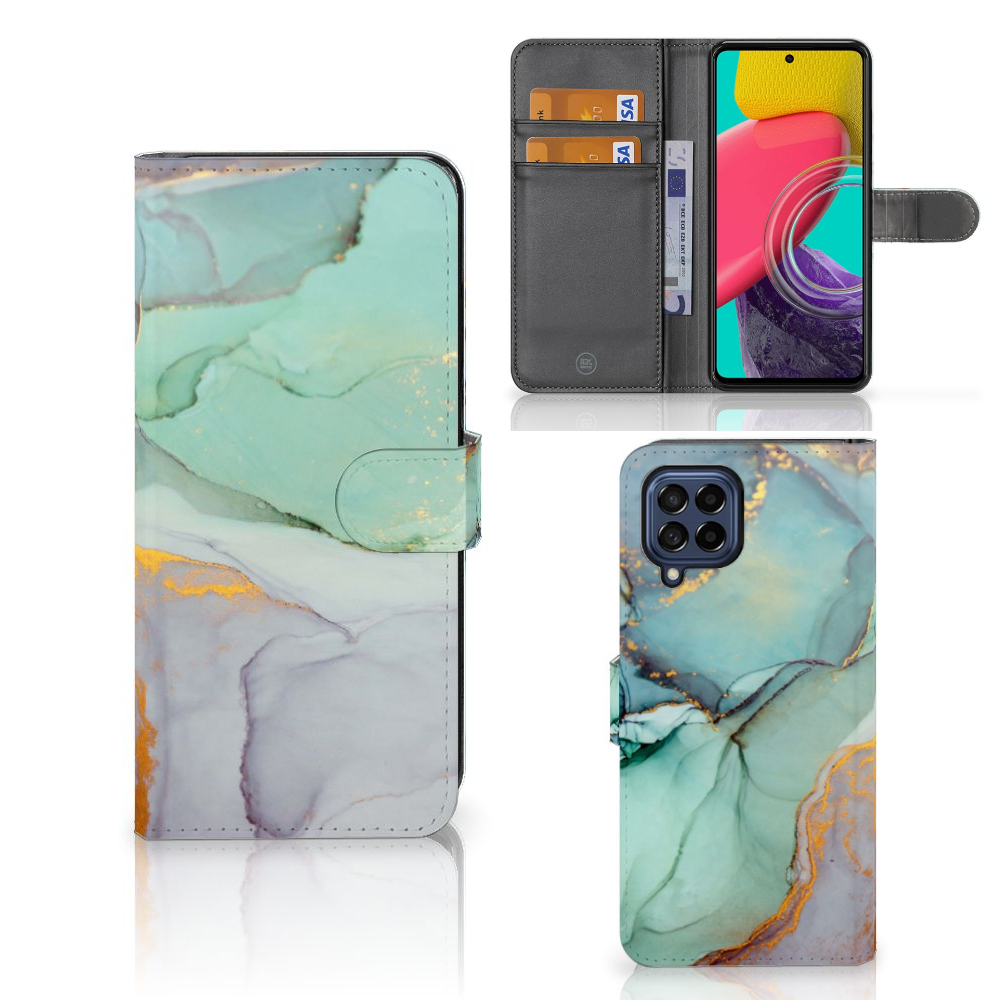 Samsung Galaxy M53 Hoesje voor Samsung Galaxy M53 Watercolor Mix voorkant zijkant binnenkant