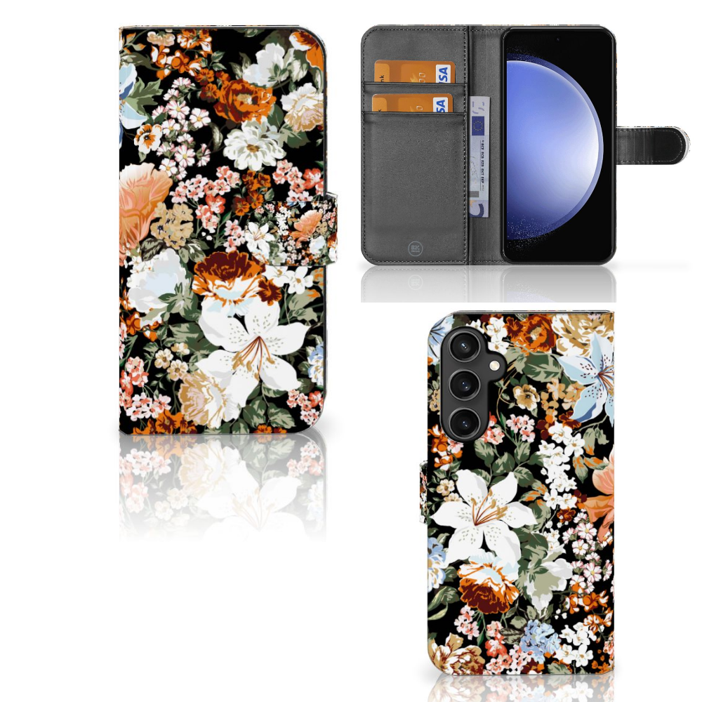 Hoesje voor Samsung Galaxy S23 FE Dark Flowers met kleurrijke bloemdessin, perfect als cadeau en voor bescherming đ¸.