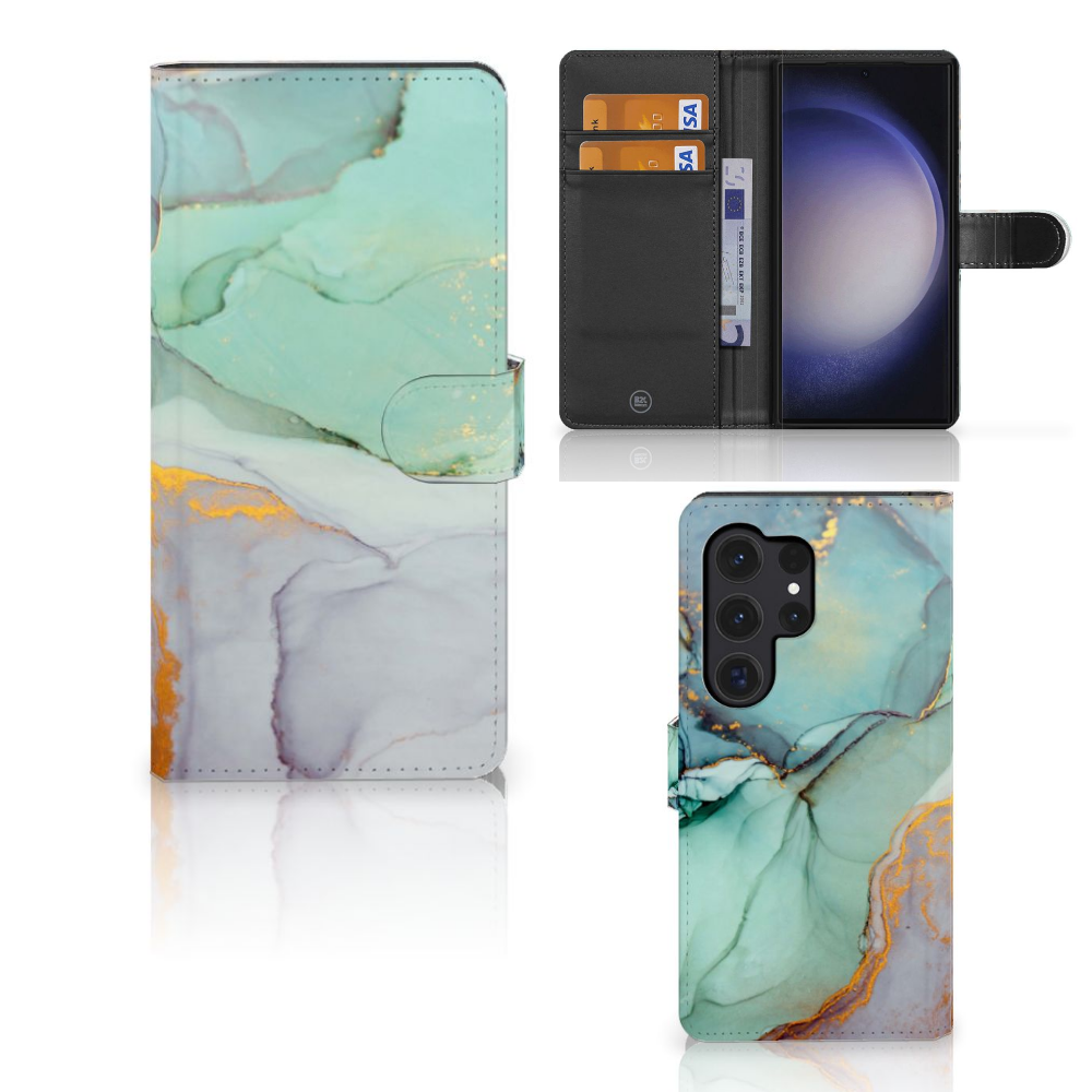 Samsung Galaxy S24 Ultra hoesje Watercolor Mix design voorkant achterkant binnenkant