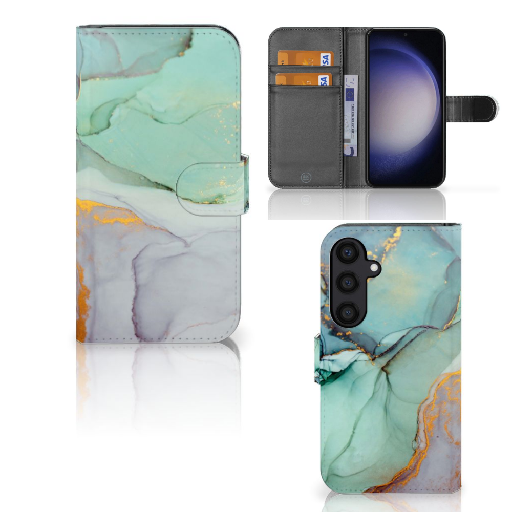 Samsung Galaxy S24 hoesje Watercolor Mix voorzijde binnenzijde achterzijde