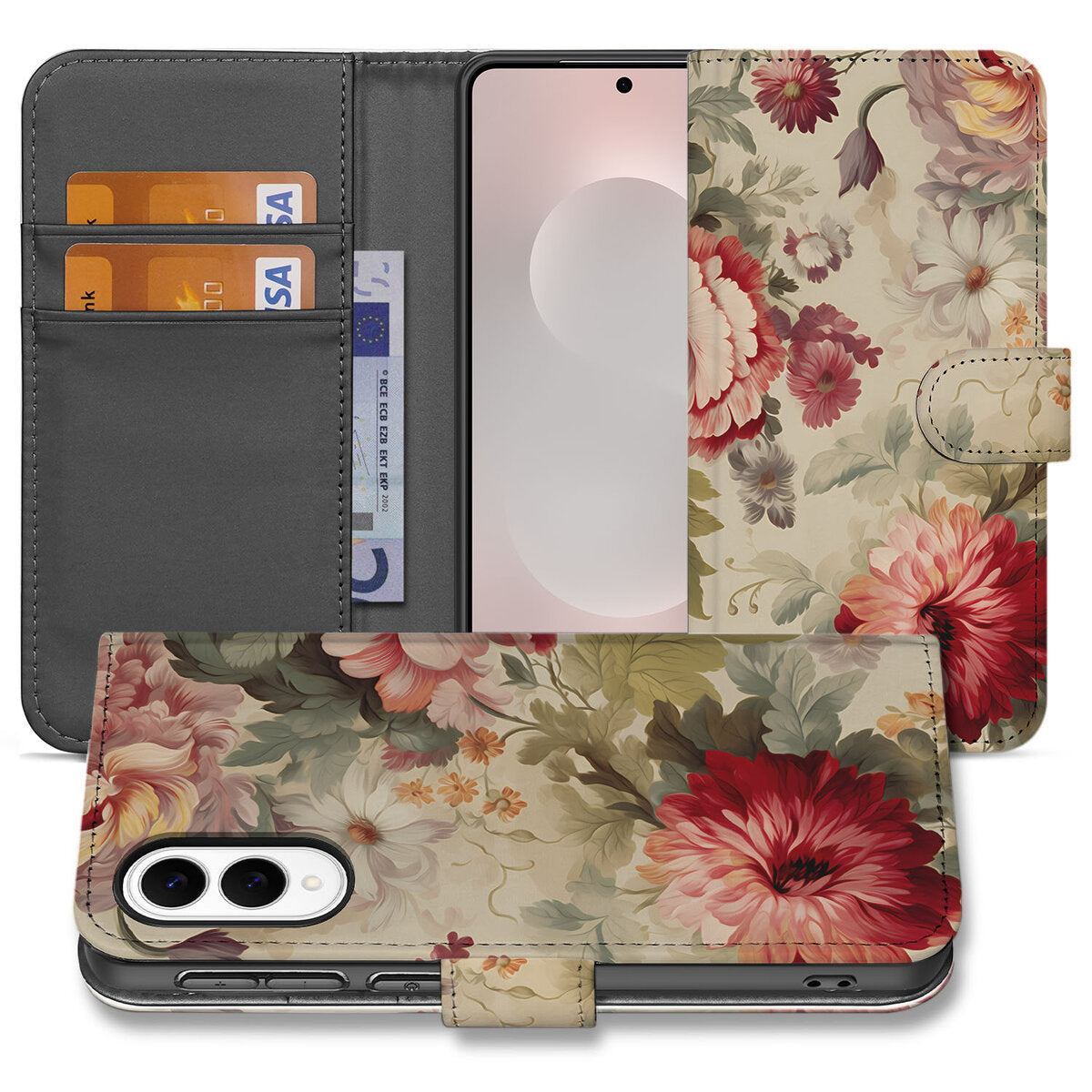 Samsung Galaxy S25 Edge hoesje bloemen voorkant achterkant