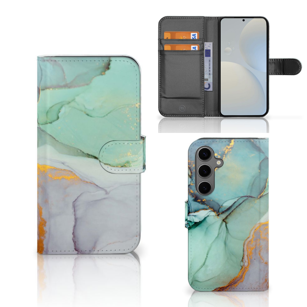 Samsung Galaxy S25 Hoesje voor Samsung Galaxy S25 Watercolor Mix voorkant achterkant aanzicht