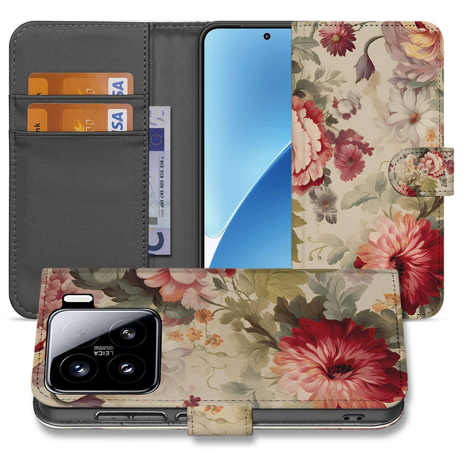Xiaomi 15 hoesje voor Xiaomi 15 Bloemen book case bloemen design voorzijde