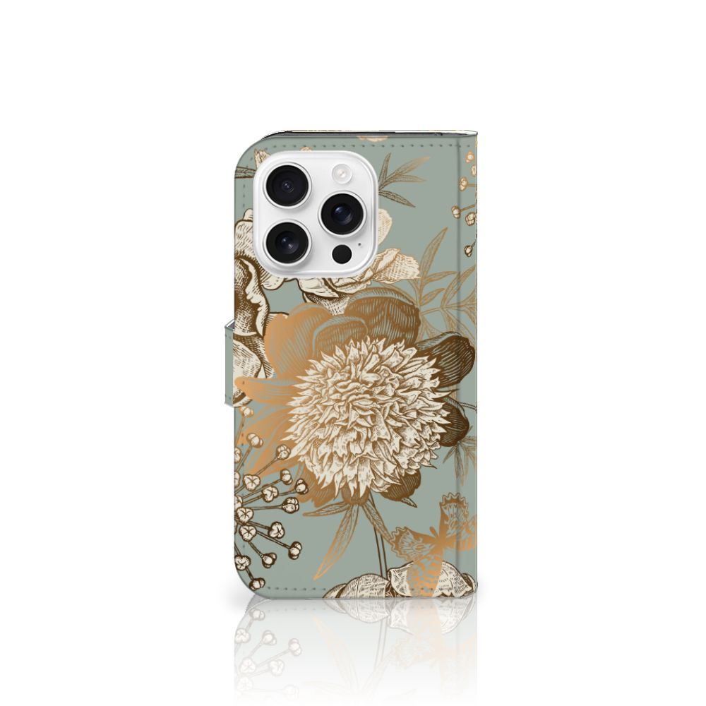Apple iPhone 16 Pro hoesje Vintage Bird Flowers voorkant