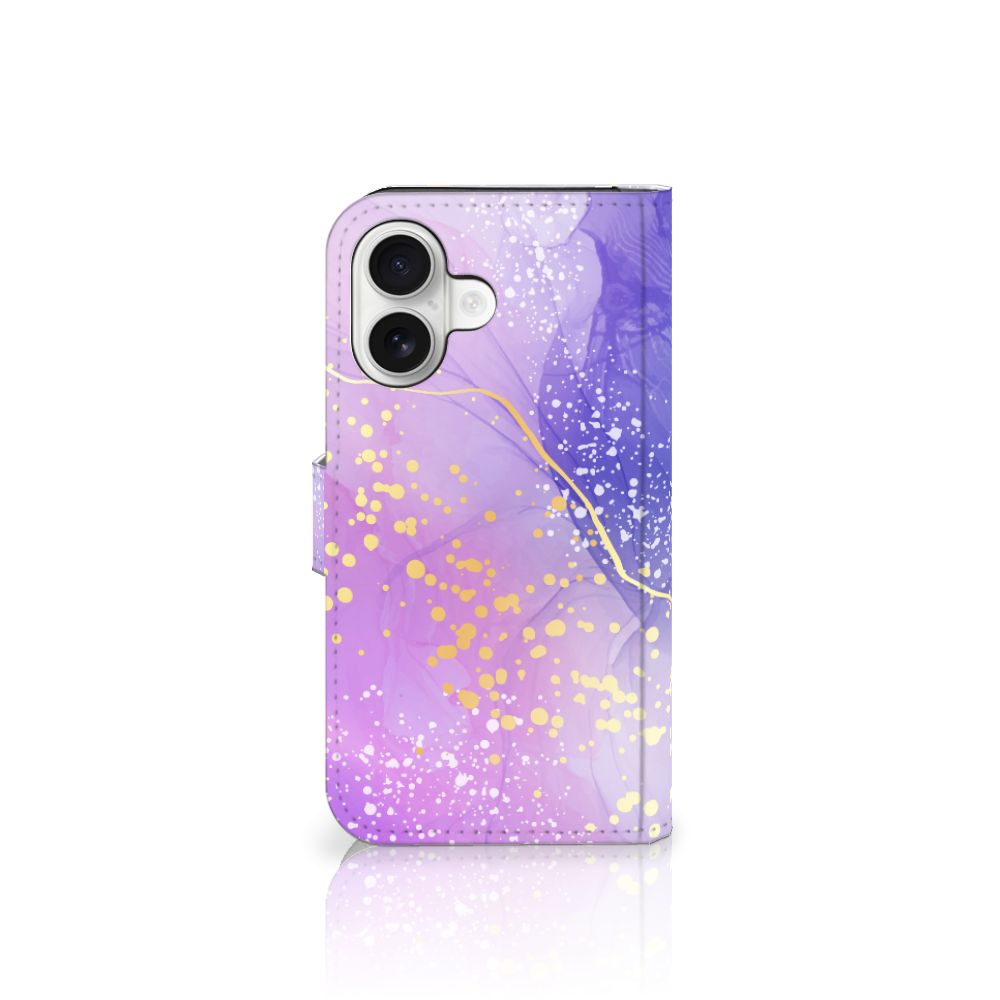 Hoesje voor iPhone 16 Watercolor Paars hoesje paars watercolor aanzicht
