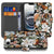 Hoesje voor iPhone 16e Dark Flowers portefeuille ontwerp bloemen aanzicht