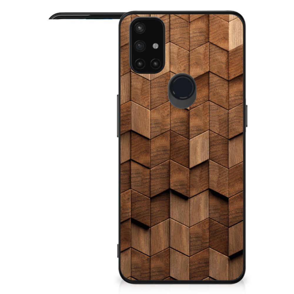 Houten Print Telefoonhoesje voor OnePlus Nord N10 5G Wooden Cubes B2C Telecom