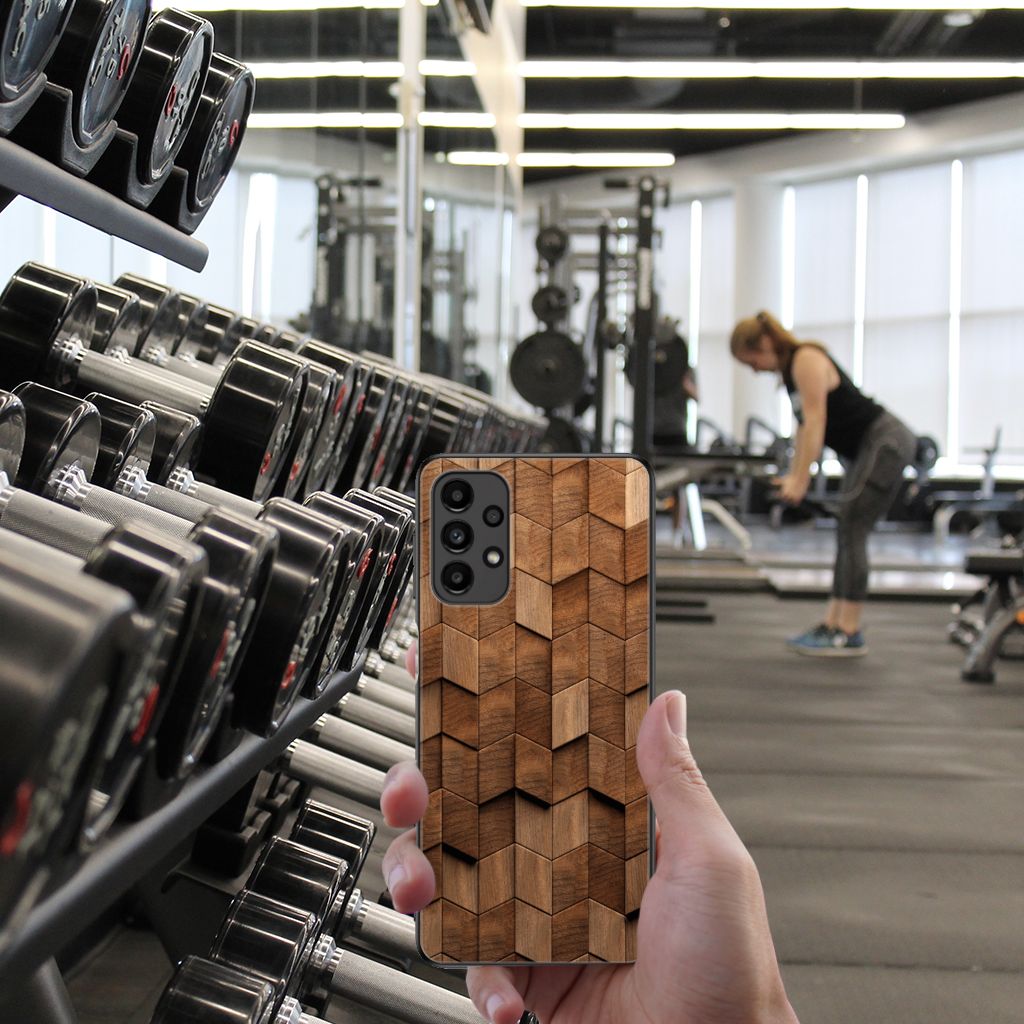 Houten Print Telefoonhoesje voor Samsung Galaxy A13 4G Wooden Cubes B2C Telecom