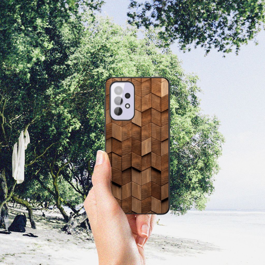 Houten Print Telefoonhoesje voor Samsung Galaxy A33 5G Wooden Cubes B2C Telecom