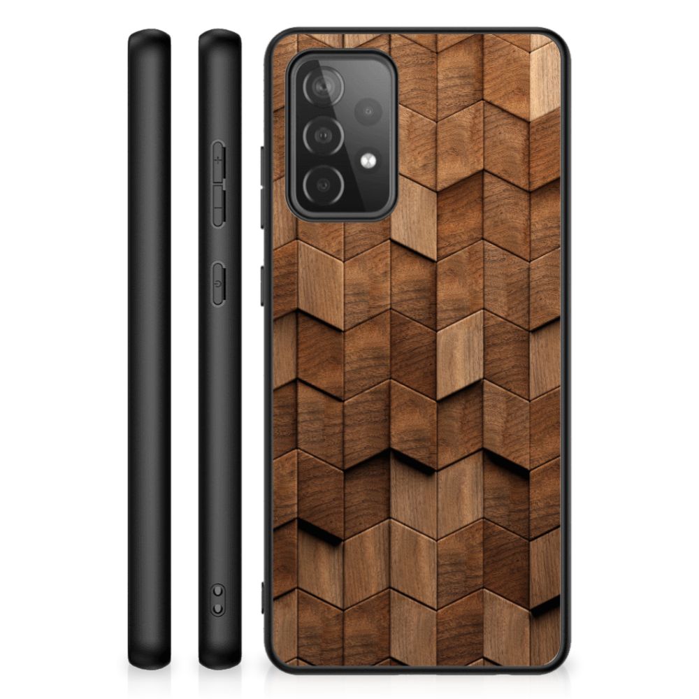 Houten Print Telefoonhoesje voor Samsung Galaxy A72 (5G/4G) Wooden Cubes B2C Telecom