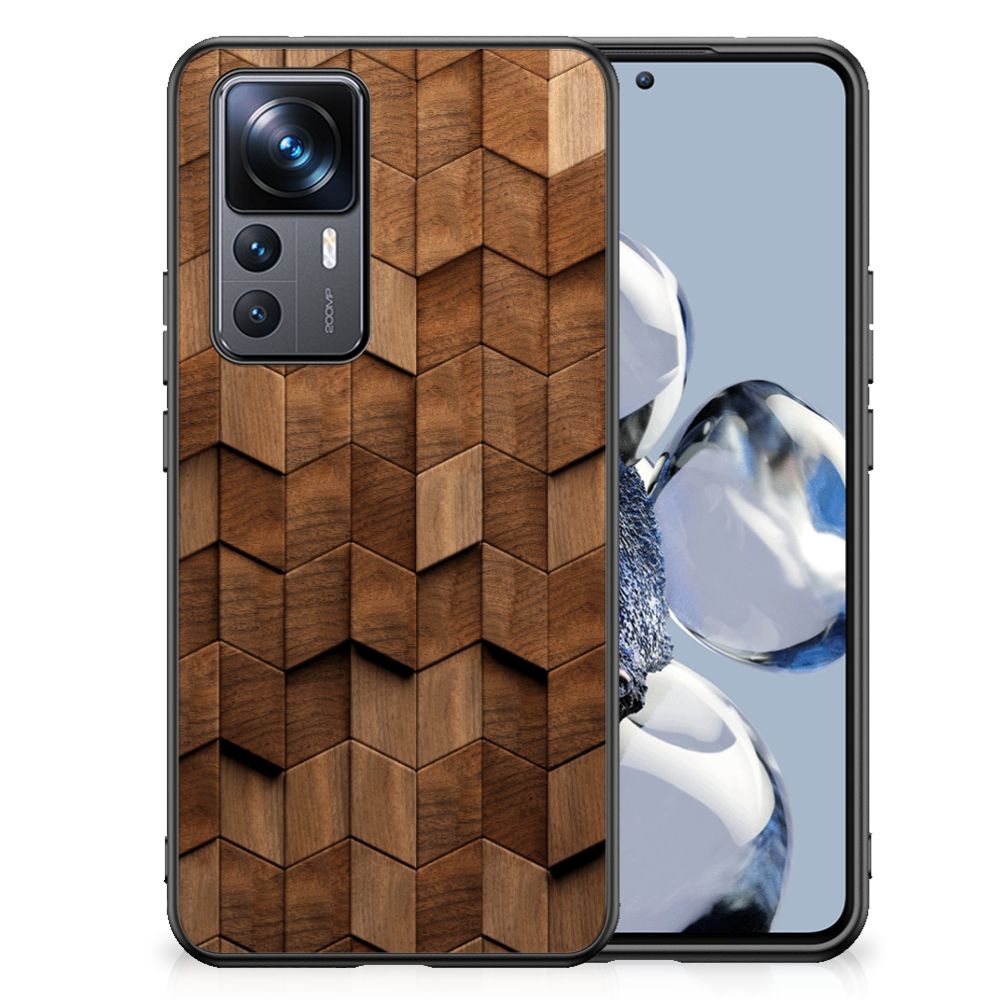 Houten Print Telefoonhoesje voor Xiaomi 12T | 12T Pro Wooden Cubes B2C Telecom