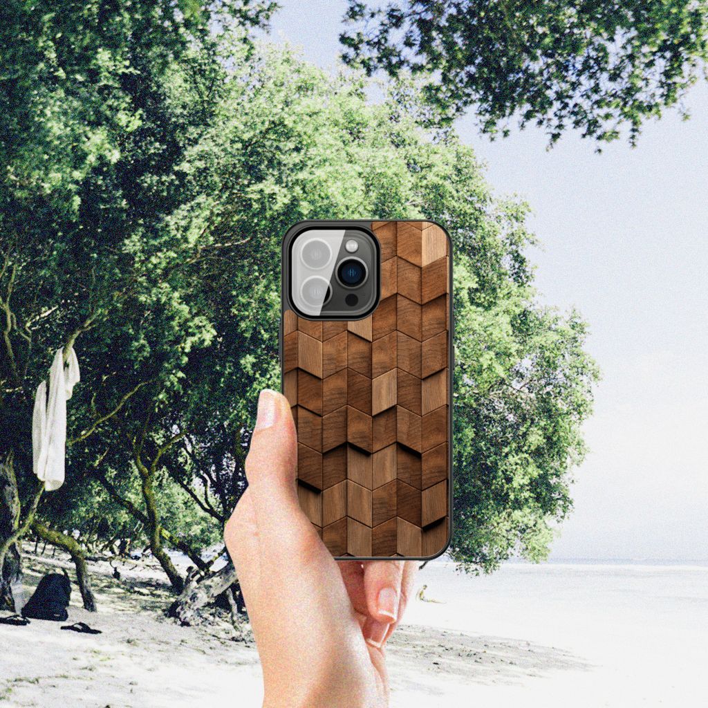 Houten Print Telefoonhoesje voor iPhone 13 Pro Wooden Cubes B2C Telecom
