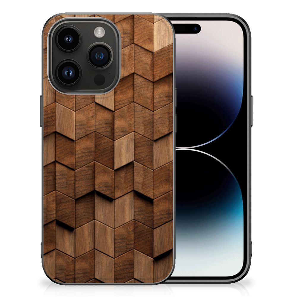 Houten Print Telefoonhoesje voor iPhone 15 Pro Wooden Cubes B2C Telecom