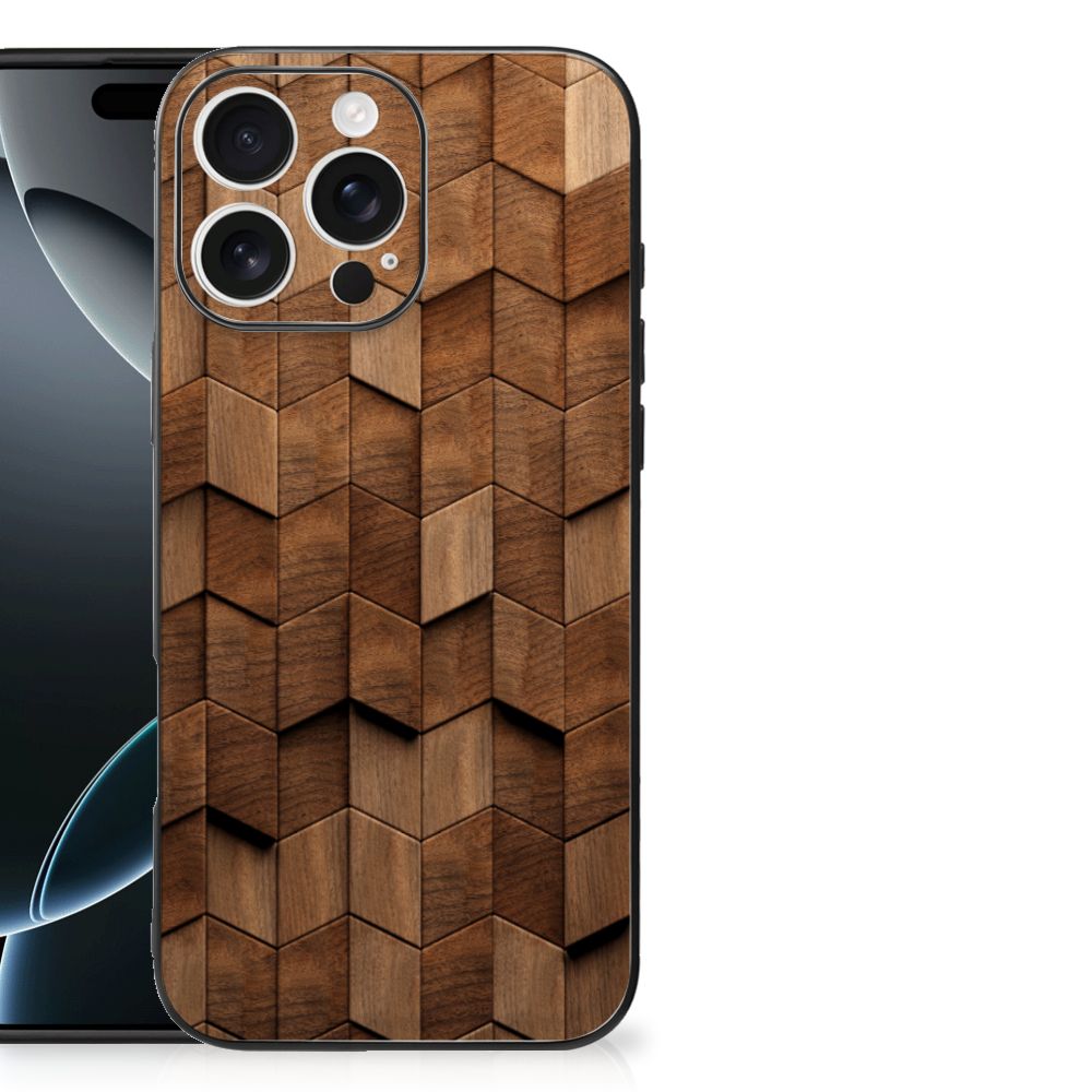 iPhone 16 Pro Max Houten Print Telefoonhoesje voor iPhone 16 Pro Max Wooden Cubes aanzicht