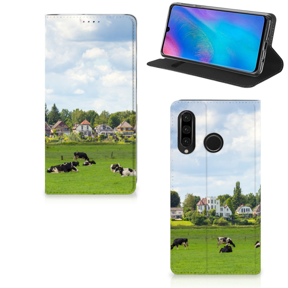 Huawei P30 Lite New Edition Hoesje maken Koeien front uiterlijk koeien landschap