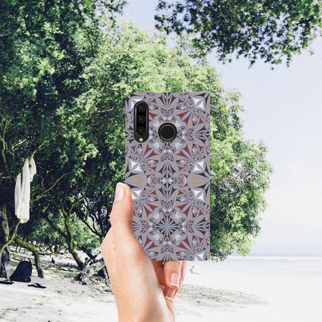 Huawei P30 Lite New Edition Standcase Flower Tiles design Flower Tiles hand strand