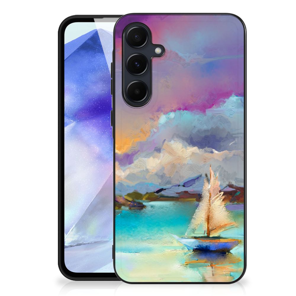 Samsung Galaxy A55 Kleurrijke Telefoonhoesje Watercoloring Boot Achterkant