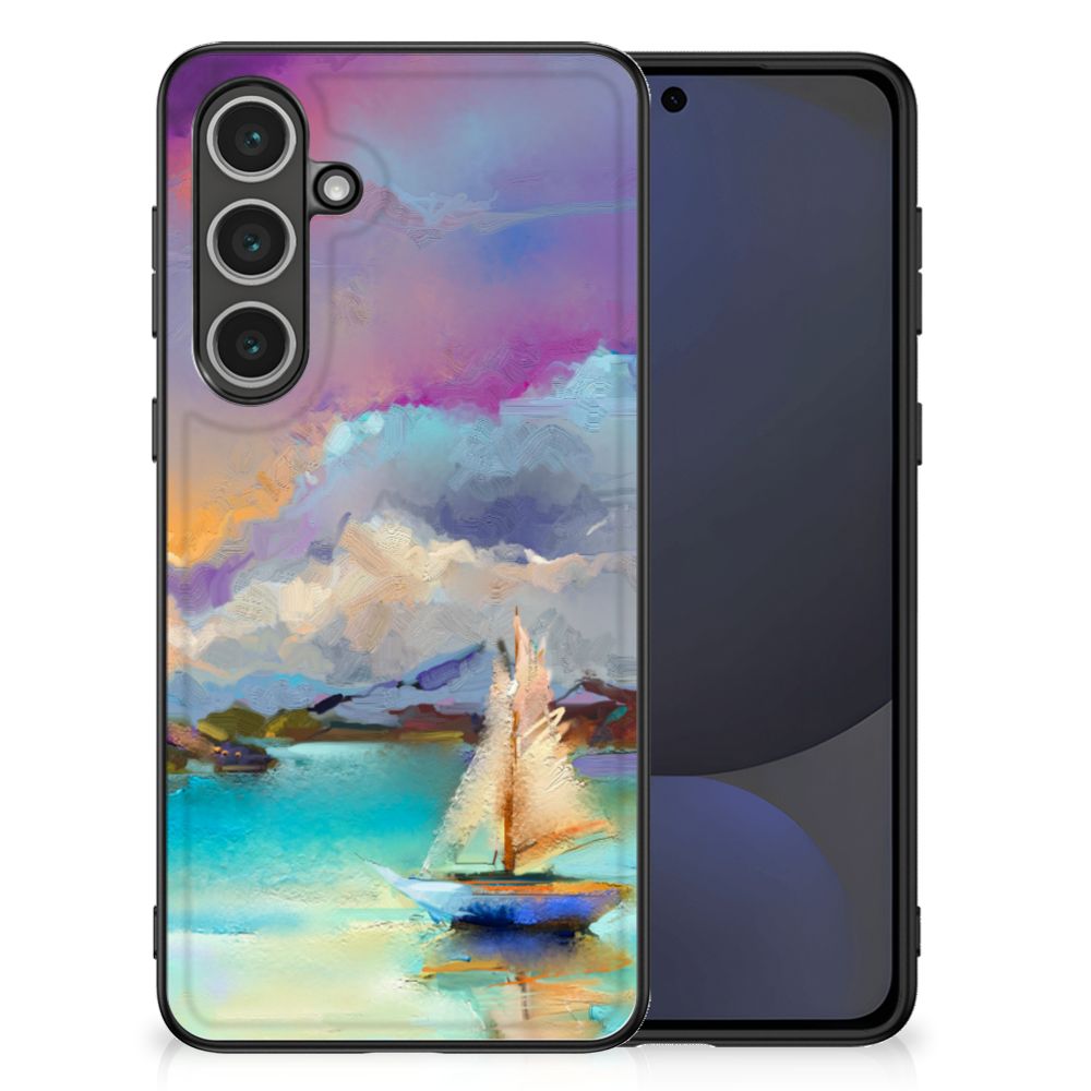 Samsung Galaxy S24 FE Kleurrijke Telefoonhoesje Watercoloring boot vooraanzicht